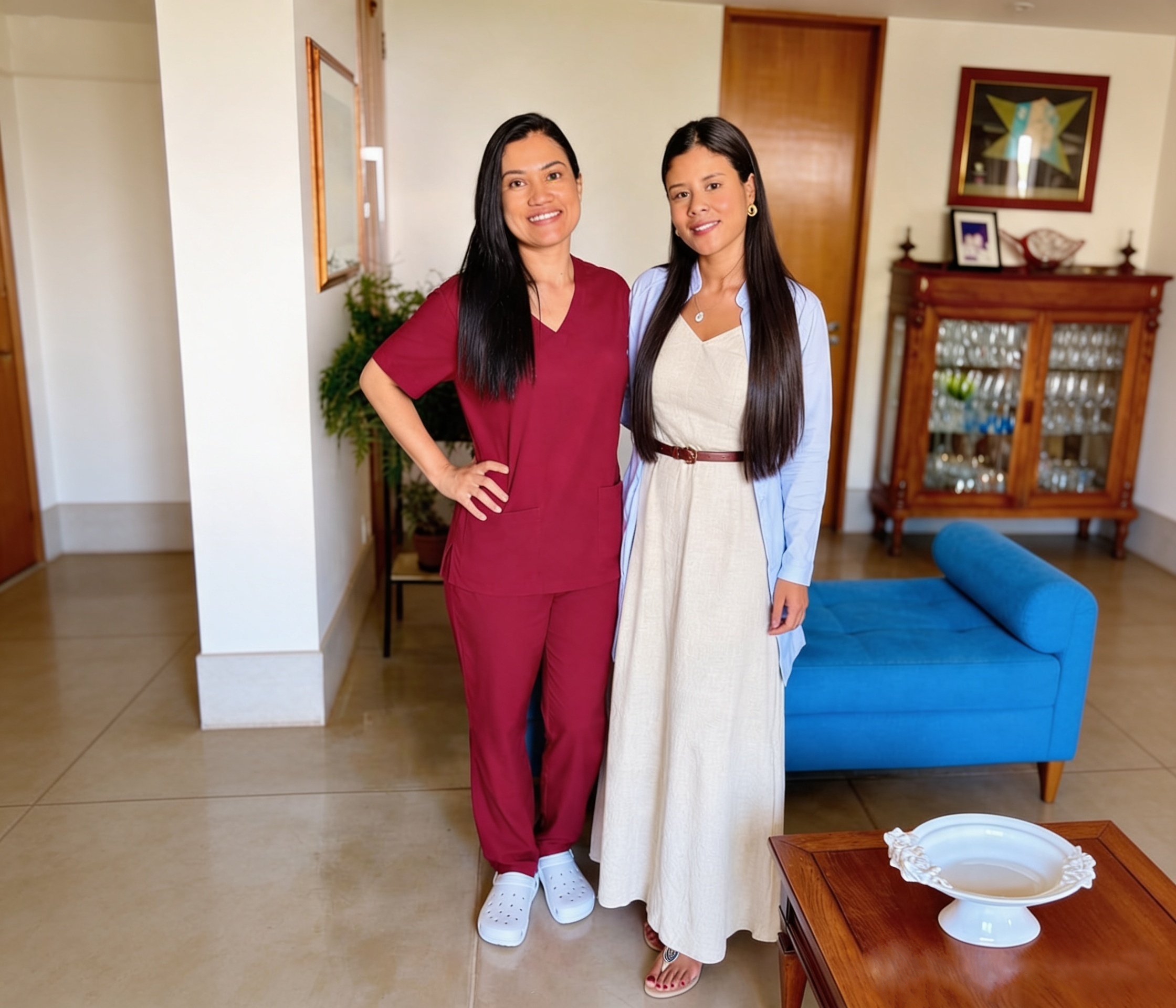 Duas mulheres sorrindo
